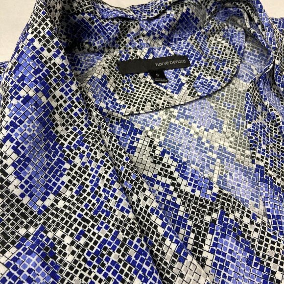 Harve Benard Blue Black Sleeveless Summer Blouse, Small - Picture 6 of 9